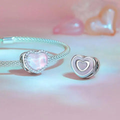 Pink Heart Charm - 925 sterling silver - Multi Color