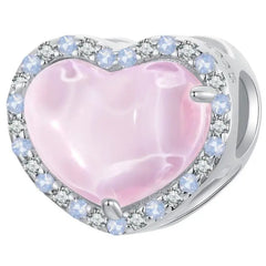 Pink Heart Charm - 925 sterling silver - Multi Color
