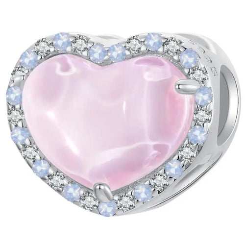 Pink Heart Charm - 925 sterling silver - Multi Color