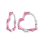 Pink Heart Earrings - 925 sterling silver