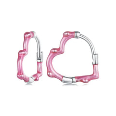 Pink Heart Earrings - 925 sterling silver