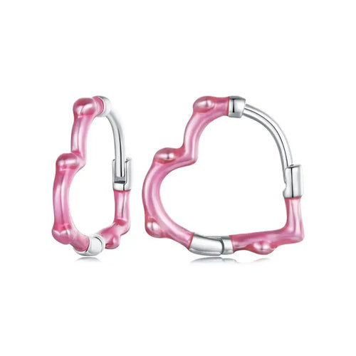 Pink Heart Earrings - 925 sterling silver