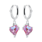Pink Heart Earrings - 925 Sterling Silver - Pink
