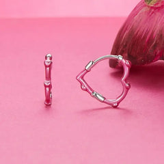 Pink Heart Earrings - 925 sterling silver