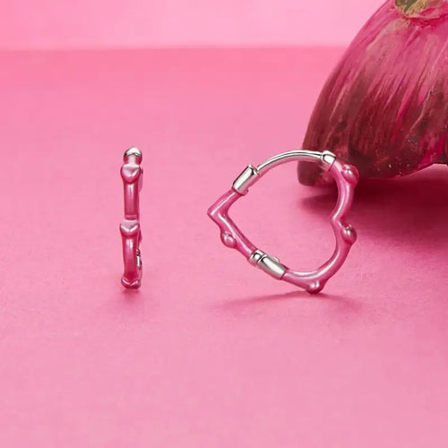 Pink Heart Earrings - 925 sterling silver