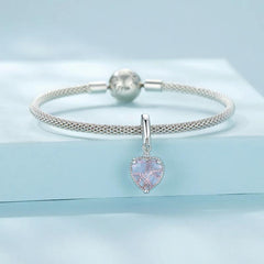 Pink Heart Hanging Hollow-out Love Charm - 925 sterling silver - fathyibrahim
