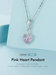 Pink Heart Hanging Hollow-out Love Charm - 925 sterling silver - fathyibrahim