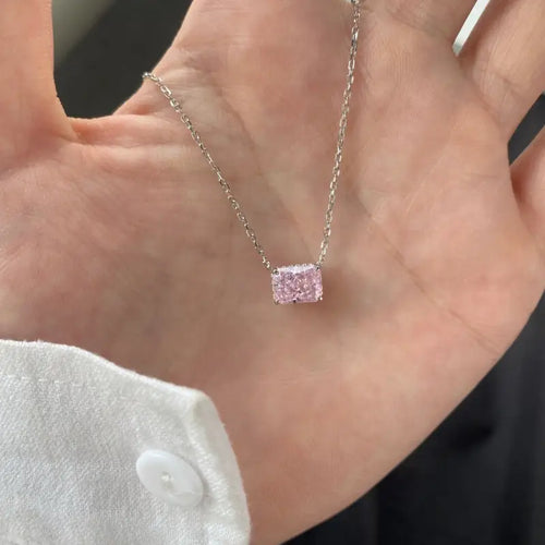 Pink Ice Crushed 925 Silver Necklace - Pink