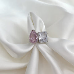 Pink Ice Crushed and zircon - 925 Silver Ring - fathyibrahim