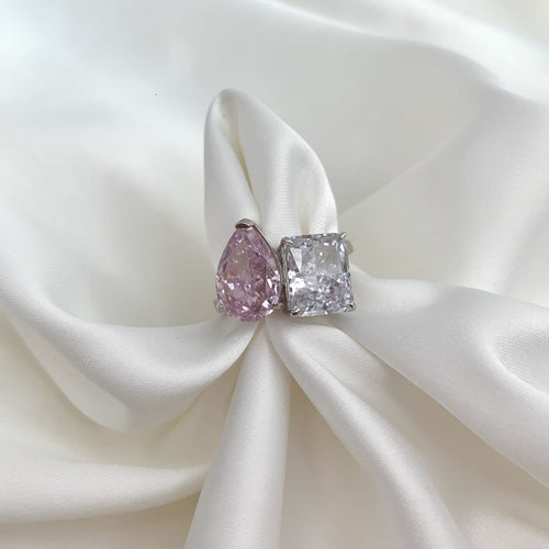 Pink Ice Crushed and zircon - 925 Silver Ring - fathyibrahim