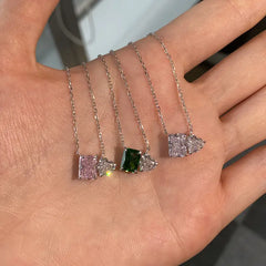 Pink Ice Crushed with Zircon 925 Silver Necklace