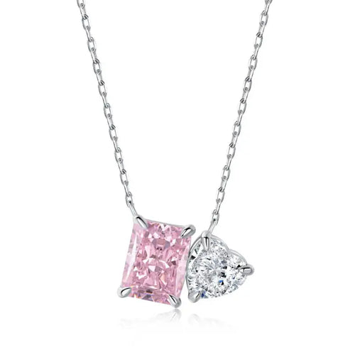 Pink Ice Crushed with Zircon 925 Silver Necklace
