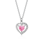 Pink Love Zircon 925 Silver Necklace - Pink - NECKLACES