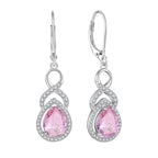 Pink Shiny Zircon 925 Silver Earrings - Pink - Earrings