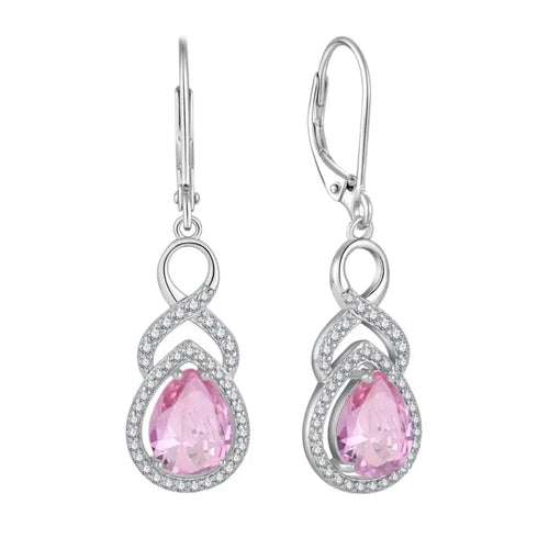 Pink Shiny Zircon 925 Silver Earrings - Pink - Earrings