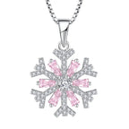 Pink snowflake Neklace 925 Sterling Silver