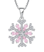 Pink snowflake Neklace 925 Sterling Silver - Multi Color - NECKLACES