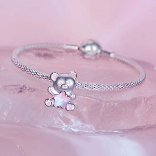 Pink Star Bear 925 Silver Charm - fathyibrahim