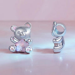 Pink Star Bear 925 Silver Charm - fathyibrahim