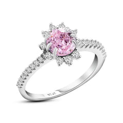 Pink Sun Ice Crushed 925 Silver Ring - Pink / 8 - Rings