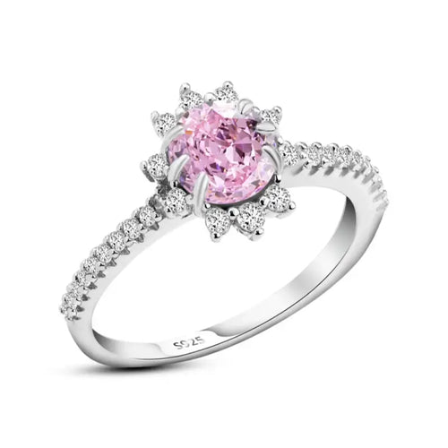 Pink Sun Ice Crushed 925 Silver Ring - Pink / 8 - Rings