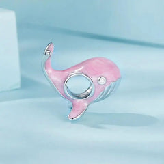 Pink Whale Charm - 925 sterling silver - Pink