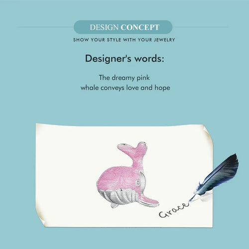 Pink Whale Charm - 925 sterling silver - fathyibrahim