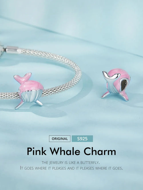 Pink Whale Charm - 925 sterling silver - fathyibrahim