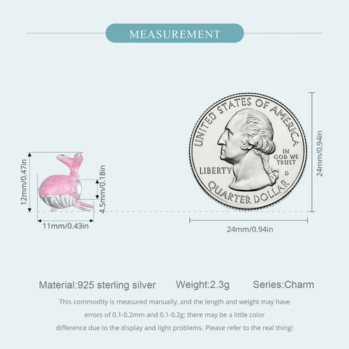 Pink Whale Charm - 925 sterling silver - fathyibrahim