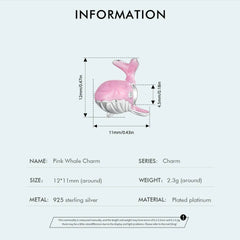 Pink Whale Charm - 925 sterling silver - fathyibrahim