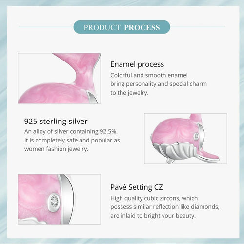 Pink Whale Charm - 925 sterling silver - fathyibrahim