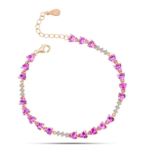 Pink Zircon Hearts Bracelet - Pink