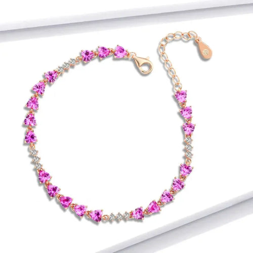 Pink Zircon Hearts Bracelet - Pink