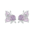 Purple Butterfly Earrings - 925 sterling silver - Purple
