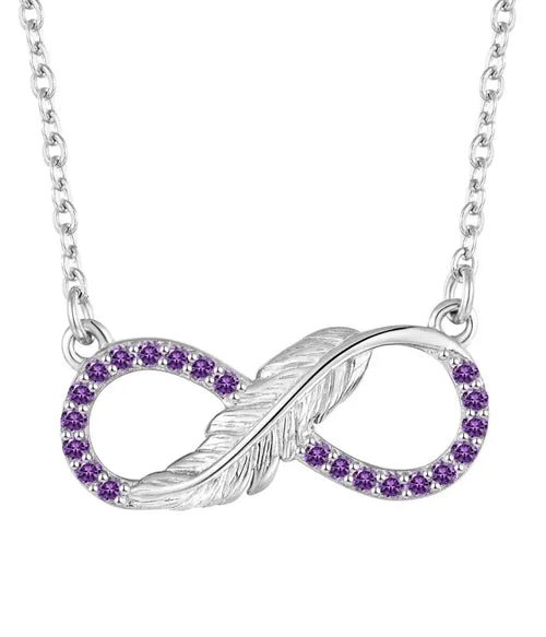 Purple infinity symbol 925 Silver necklace - Purple - NECKLACES
