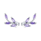 Purple leaf 925 sterling silver earrings - Purple