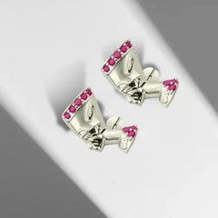 Queen Nefertiti 925 Silver Earring - Red - Earrings
