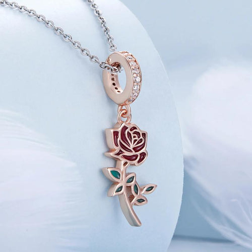 Red Rose 925 Silver Charm - fathyibrahim