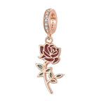 Red Rose 925 Silver Charm - Multi Color