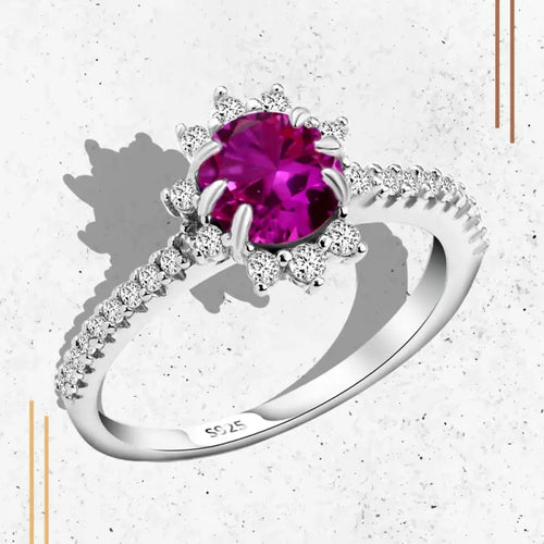 Red Sapphire 925 Silver Ring - Red / 7 - Rings
