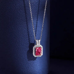 Red Zircon 925 sterling silver necklace - Red