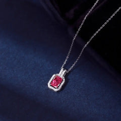 Red Zircon 925 sterling silver necklace - Red