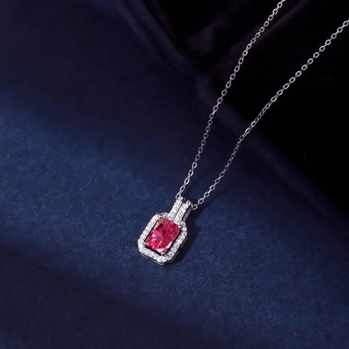 Red Zircon 925 sterling silver necklace - Red