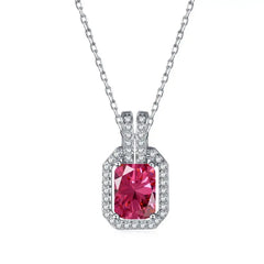 Red Zircon 925 sterling silver necklace - Red