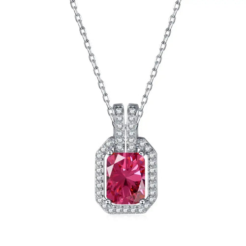 Red Zircon 925 sterling silver necklace - Red