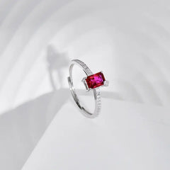 Red Zircon ring - 925 Sterling Silver - Red - Rings