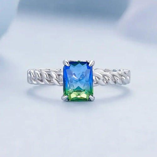Ring With A Colorful Stone Design 925 Sterling Silver - Multi Color - Rings