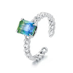 Ring With A Colorful Stone Design 925 Sterling Silver - Multi Color - Rings