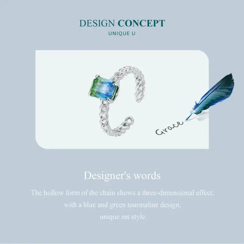 Ring With A Colorful Stone Design 925 Sterling Silver - Multi Color - Rings