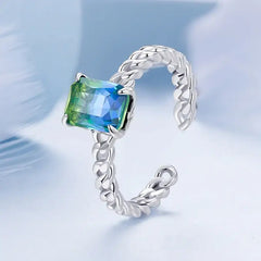 Ring With A Colorful Stone Design 925 Sterling Silver - Multi Color - Rings